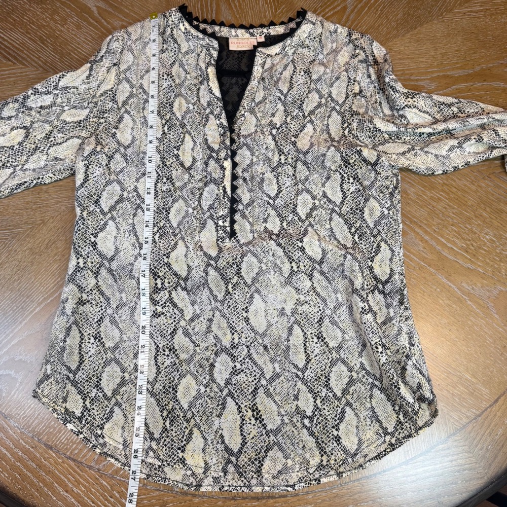 Rungolee Snakeskin Tunic Blouse Black Cream Size Small‎ - Picture 6 of 6